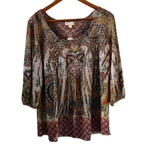 Live and Let Live NEW Scoop Neck Bling Sublimation Shirt In Taupe Size 1X